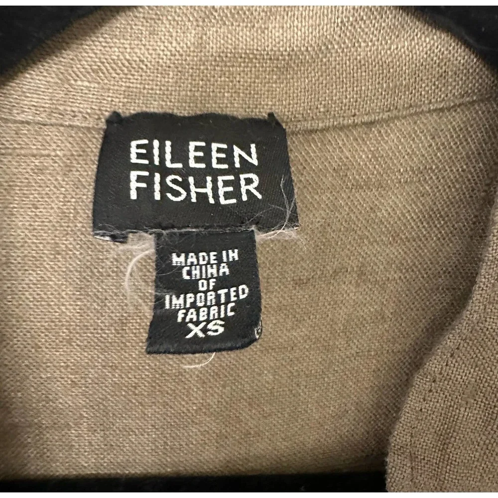 Eileen Fisher sage green (Taupe) Linen Button Front Lightweight Short Jacket XS - Picture 6 of 8